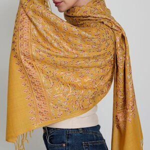 NEW Saffron Amber Women Scarf - Nalki Luxurious Merino Wool Pashmina Blend Wrap
